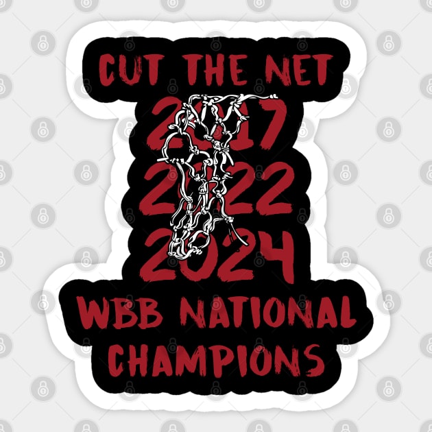 Cut the Net - 2024 Womens National Champions - Garnet Sticker by Tomorrowland Arcade